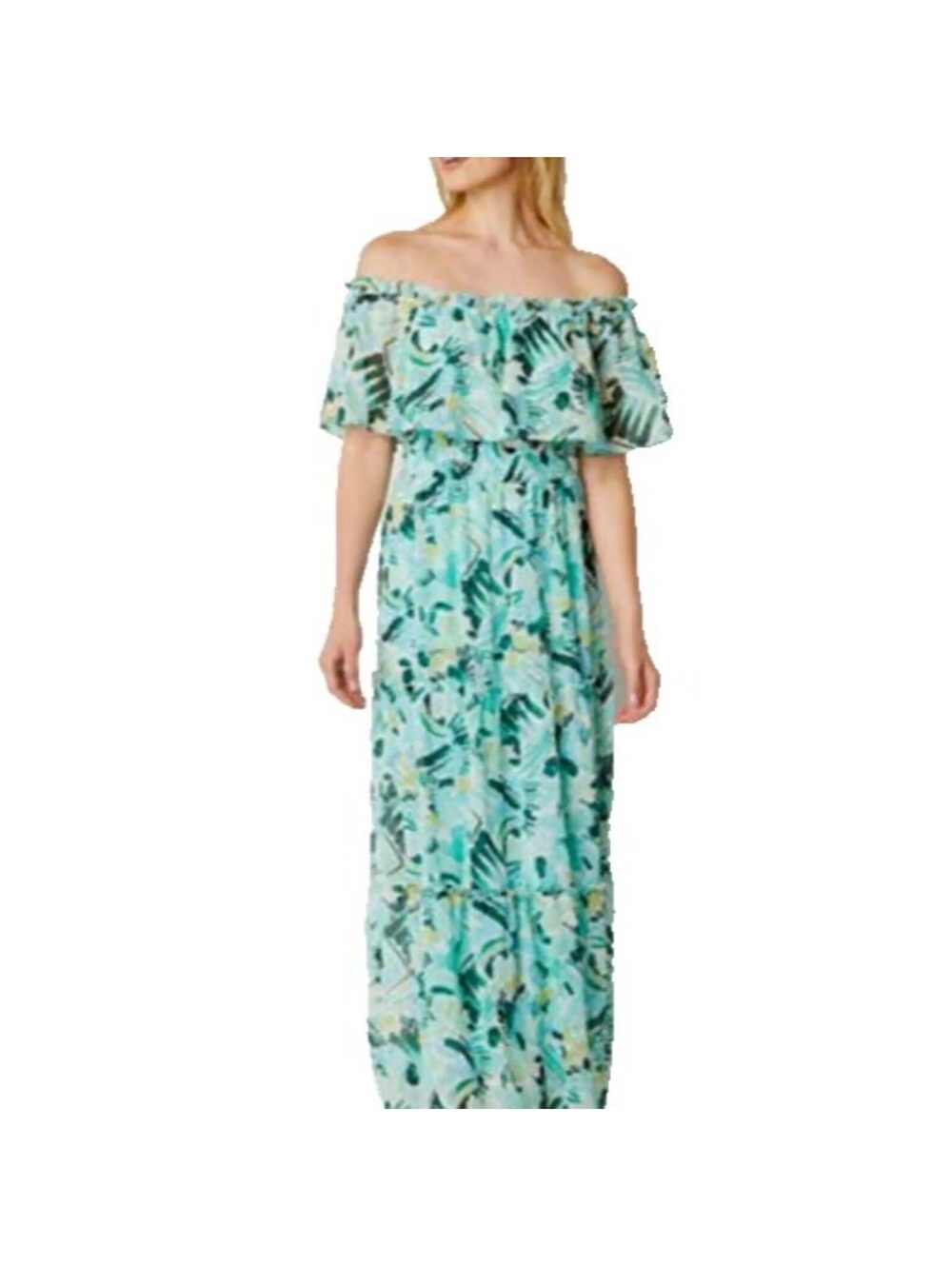 Rabbit Rabbit Rabbit Designs Light Jade Off-Shoulder Maxi Dress Size 10 NWT dd11